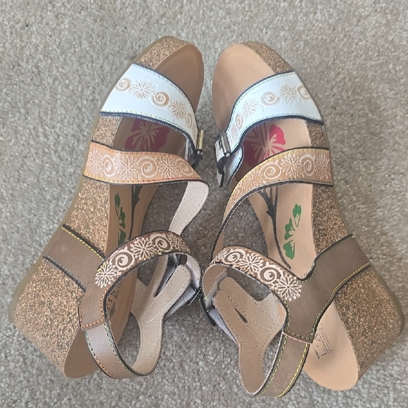 TANJA Spring Step L'Artiste White and Brown Sandals with Comfortable Footbed38EU - Picture 4 of 6
